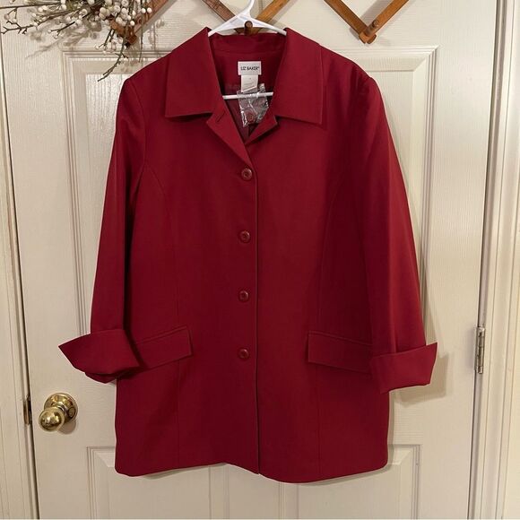 Liz Baker Red Trench Coat Classic Design - Picture 1 of 6